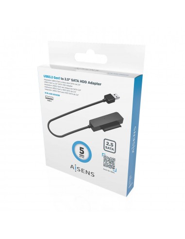 AISENS Adaptador SATA a USB-A USB3.0 USB3.1 Gen1 para Discos Duros 2.5″, Negro