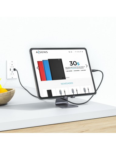 AISENS Soporte De Sobremesa Tamaño M Ajustable (1 Pivote) Para Movil   Tablet, Gris