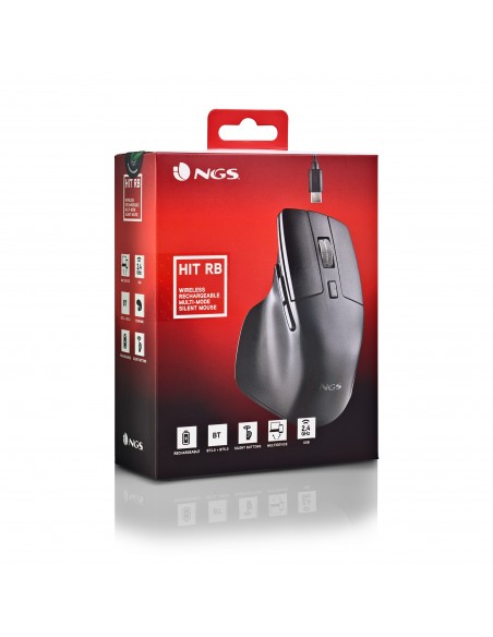 NGS Hit-RB ratón mano derecha RF inalámbrico Óptico 1600 DPI