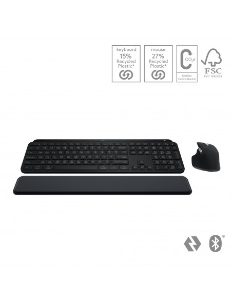 Logitech MX Keys S Combo teclado Ratón incluido RF Wireless + Bluetooth AZERTY Belga Grafito