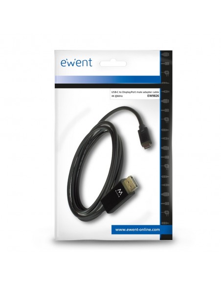 Ewent EW9826 adaptador de cable de vídeo 2 m USB Tipo C DisplayPort Negro