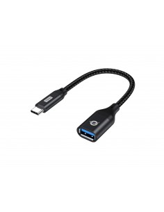 Conceptronic ABBY18B cambiador de género para cable USB-C USB-A Negro