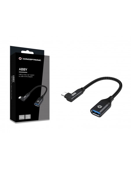 Conceptronic ABBY19B cambiador de género para cable USB-C USB-A Negro
