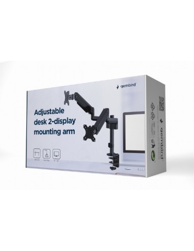 Gembird MA-DA2P-01 soporte para monitor 81,3 cm (32") Negro Escritorio