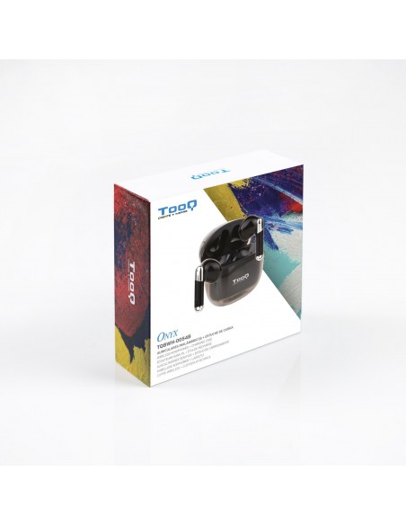 TooQ Onyx Auriculares Inalámbricos + Micrófono Bluetooth con Estuche de Carga, Negros