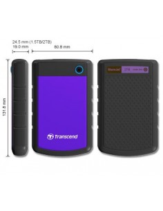 Transcend StoreJet 25H3P (USB 3.0), 2TB disco duro externo Negro, Púrpura 2