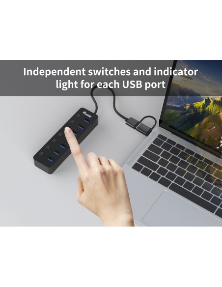 Equip 128965 hub de interfaz USB 3.2 Gen 1 (3.1 Gen 1) Type-A 5000 Mbit s Negro