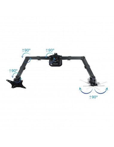 TooQ Soporte de Mesa para 2 Pantallas 17"-27", Negro