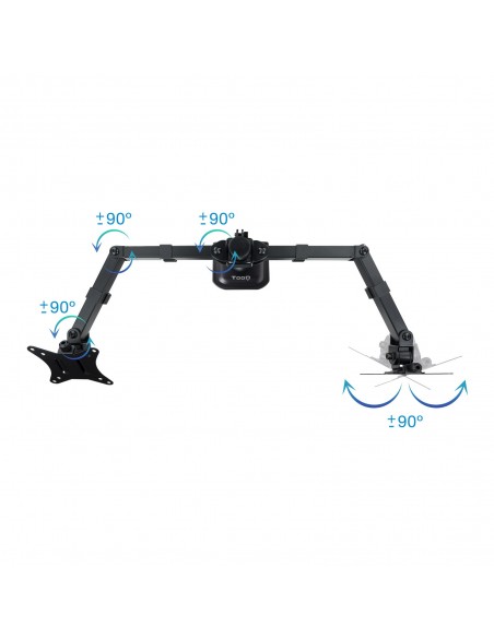 TooQ Soporte de Mesa para 2 Pantallas 17"-27", Negro