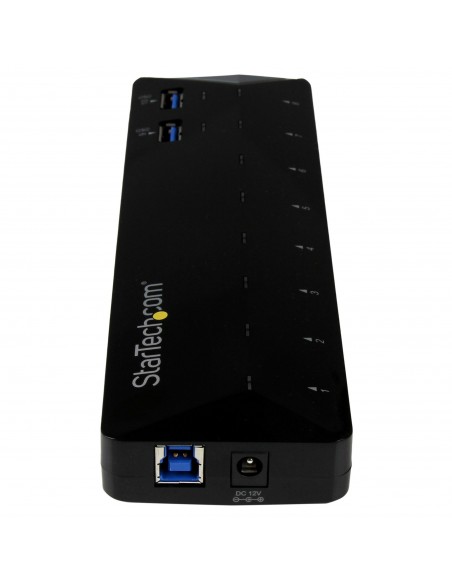 StarTech.com Concentrador USB 3.0 (5Gbps) de 10 Puertos - Ladrón con Puertos de Carga y Sincronización - Hub con 2 Puertos de