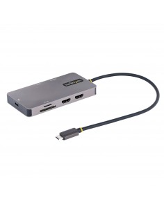 StarTech.com Adaptador Multipuertos USB C 2x HDMI 4K 60Hz, Hub USB-A 3.1 2Pt 5Gbps, PD 100W, GbE, SD MicroSD, Cable de 30cm,