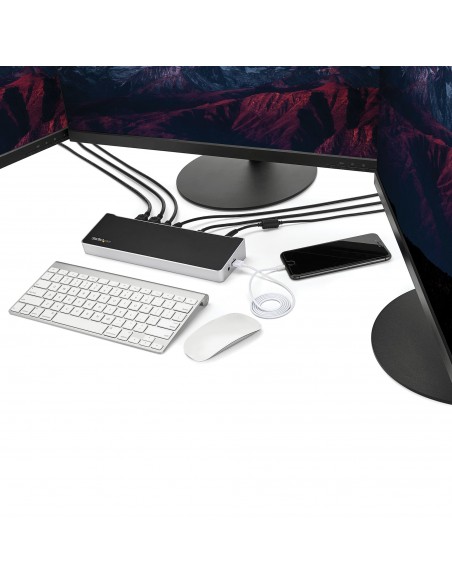 StarTech.com Dock USB-C para 3 Monitores 4K - Hub Ladrón de 5 Puertos USB 3.2 5Gbps - HDMI y DisplayPort - Mac y Windows -