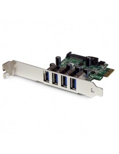 StarTech.com Tarjeta Adaptador PCI Express PCI-E USB 3.0 con UASP de 4 Puertos - Alimentación SATA