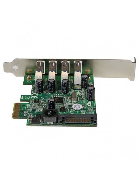 StarTech.com Tarjeta Adaptador PCI Express PCI-E USB 3.0 con UASP de 4 Puertos - Alimentación SATA