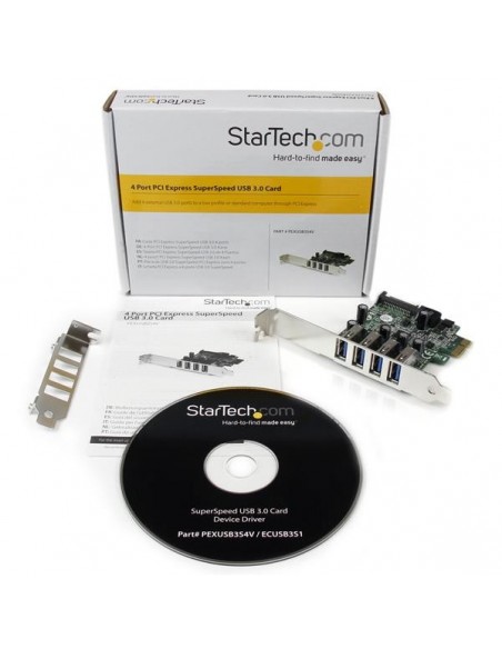 StarTech.com Tarjeta Adaptador PCI Express PCI-E USB 3.0 con UASP de 4 Puertos - Alimentación SATA StarTech.com Tarjeta Adaptador PCI Express PCI-E USB 3.0 con UASP de 4 Puertos - Alimentación SATA