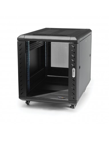 StarTech.com Armario Rack para Servidores 12U 19" 4 Columnas - Rack de Servidores con Cerradura y Seguro - Rack con Ruedas y