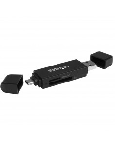 StarTech.com Lector Grabador USB 3.0 USB-C Tipo C y USB-A de Tarjetas de Memoria Flash SD Micro SD Alimentado por USB 2