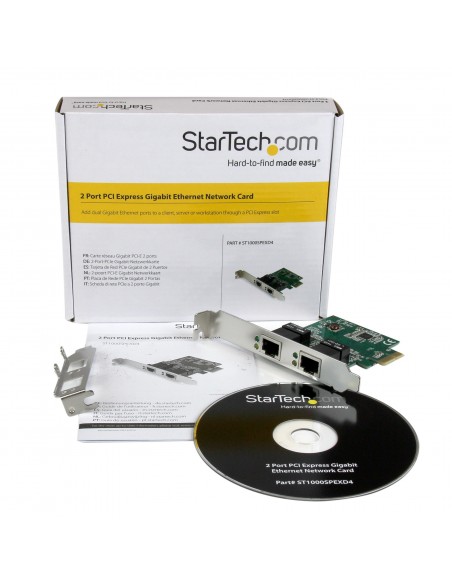 StarTech.com Adaptador Tarjeta de Red NIC PCI Express PCI-E de 2 Puertos Ethernet Gigabit RJ45 StarTech.com Adaptador Tarjeta de Red NIC PCI Express PCI-E de 2 Puertos Ethernet Gigabit RJ45