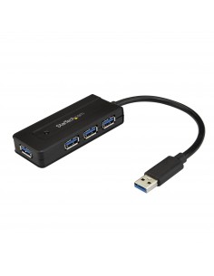 StarTech.com Hub Concentrador Portátil USB 3.0 SuperSpeed de 4 Puertos de 5Gbps con Carga Rápida - Ladrón USB 3.2 Gen 1 Tipo A