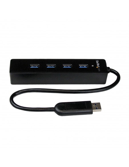 StarTech.com Adaptador Concentrador Hub Ladrón USB 3.0 (5Gbps) Super Speed Portátil de 4 Puertos Salidas - Negro