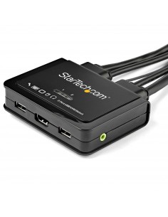 StarTech.com Switch Conmutador KVM de 2 Puertos HDMI - 4K de 60Hz - Switch Conmutador Selector KVM Compacto de Sobremesa Ultra 2