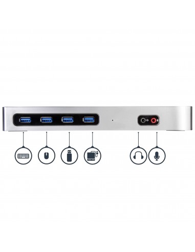 StarTech.com Dock USB-C y USB-A - Docking Station para 2 Monitores DisplayPort y HDMI de 4K 60Hz - Replicador de Puertos USB