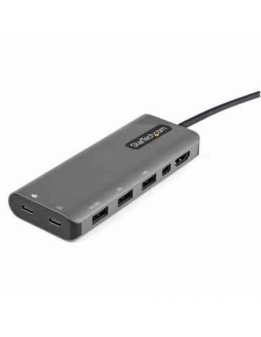 StarTech.com Adaptador Multipuertos USB-C - Docking Station USB Tipo C a HDMI o Mini DisplayPort 4K60 - Replicador de Puertos