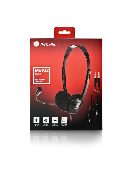 NGS MS103 MAX Auriculares Alámbrico Diadema Llamadas Música Negro