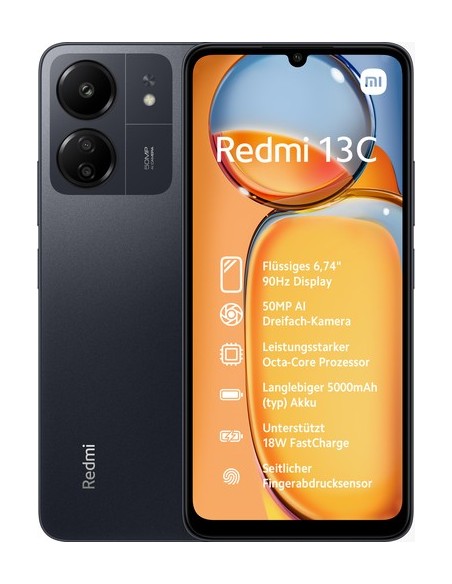 Xiaomi Redmi 13C 17,1 cm (6.74") SIM doble Android 13 4G USB Tipo C 4 GB 128 GB 5000 mAh Negro
