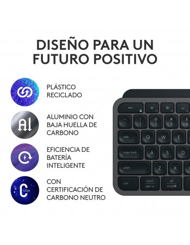 Logitech MX Keys S teclado RF Wireless + Bluetooth QWERTY Español Grafito