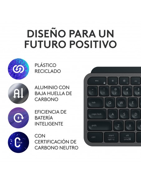 Logitech MX Keys S teclado RF Wireless + Bluetooth QWERTY Español Grafito
