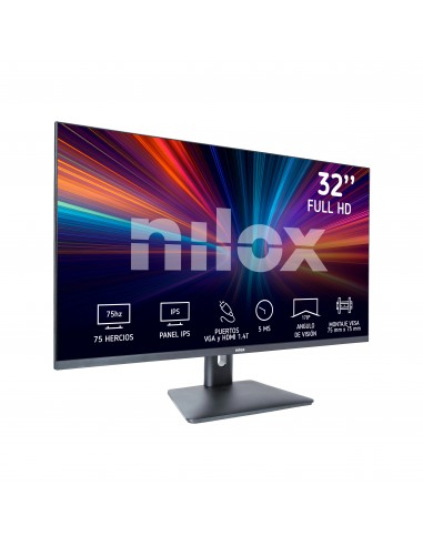 Nilox MONITOR 32" NXM32FHD11 IPS 5MS HDMI VGA pantalla para PC 81,3 cm (32") 1920 x 1080 Pixeles Full HD LED Negro