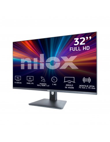 Nilox MONITOR 32" NXM32FHD11 IPS 5MS HDMI VGA pantalla para PC 81,3 cm (32") 1920 x 1080 Pixeles Full HD LED Negro