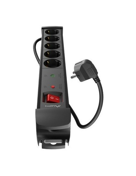 Lanberg SP1-05F-0500-BK base múltiple 5 m 5 salidas AC Interior Negro