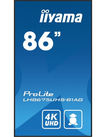 iiyama ProLite Pantalla plana para señalización digital 2,17 m (85.6") LCD Wifi 500 cd   m² 4K Ultra HD Negro Procesador