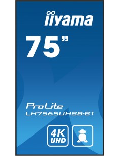 iiyama ProLite Pantalla plana para señalización digital 190,5 cm (75") LCD Wifi 500 cd   m² 4K Ultra HD Negro Procesador 2