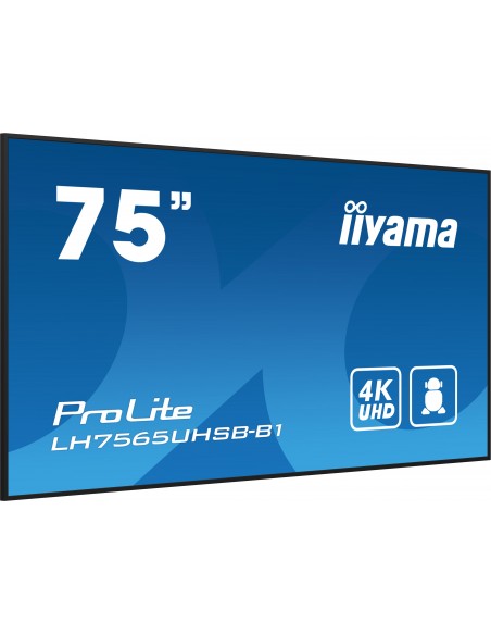 iiyama ProLite Pantalla plana para señalización digital 190,5 cm (75") LCD Wifi 500 cd   m² 4K Ultra HD Negro Procesador