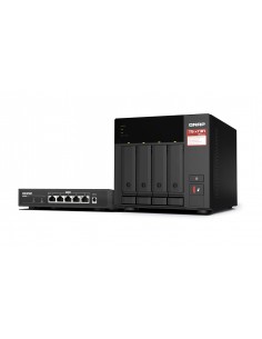 QNAP TS-473A + QSW-1105-5T Bundle Pack NAS Torre Ethernet Negro V1500B