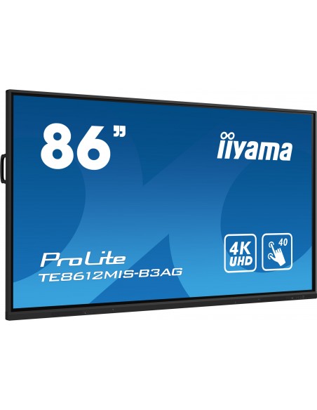 iiyama TE8612MIS-B3AG pantalla de señalización Diseño de quiosco 2,18 m (86") LCD Wifi 400 cd   m² 4K Ultra HD Negro Pantalla