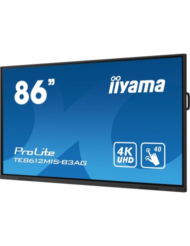 iiyama TE8612MIS-B3AG pantalla de señalización Diseño de quiosco 2,18 m (86") LCD Wifi 400 cd   m² 4K Ultra HD Negro Pantalla