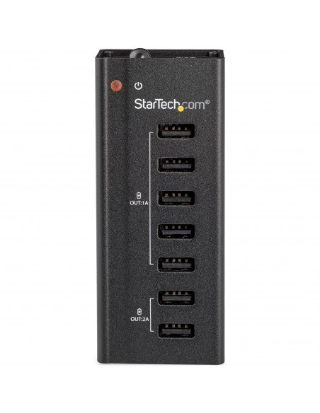StarTech.com Estación de Carga USB de 7 Puertos Autónoma - 5x Puertos de 1A y 2x Puertos de 2A - Base de Carga USB