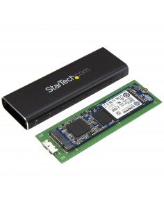 StarTech.com Caja USB 3.0 (5Gbps) a SSD M.2 de Aluminio con UASP - Negro - SATA NGFF M.2 con B Key y B+M Key - Caja Portátil 2