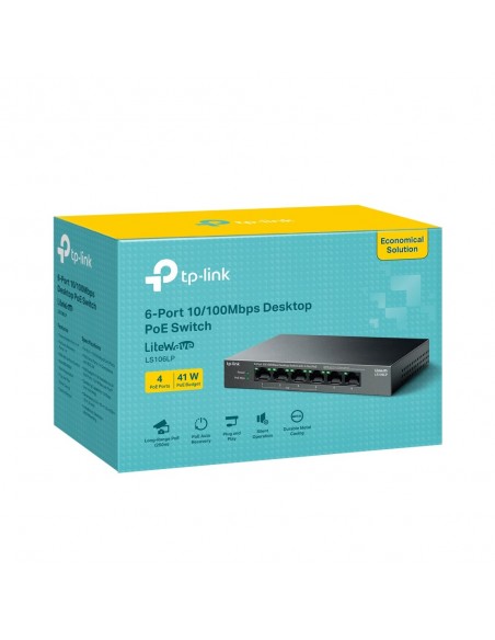 TP-Link LiteWave LS106LP switch No administrado Fast Ethernet (10 100) Energía sobre Ethernet (PoE) Negro