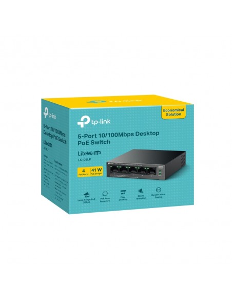 TP-Link LiteWave LS105P No administrado Fast Ethernet (10 100) Energía sobre Ethernet (PoE) Negro