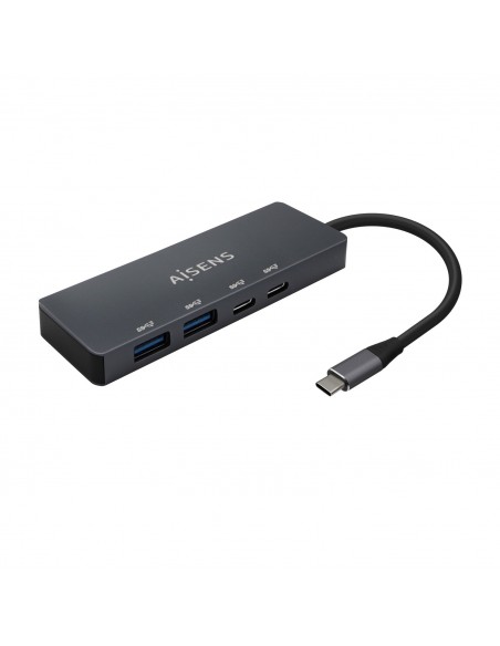 AISENS Hub USB3.2 Gen1 5G USB-C, USB-C M-2xUSB-C H-2xUSB-A H, Gris, 15cm AISENS Hub USB3.2 Gen1 5G USB-C, USB-C M-2xUSB-C H-2xUSB-A H, Gris, 15cm