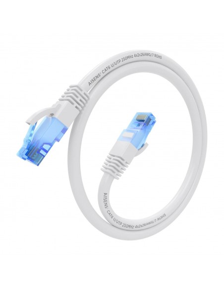 AISENS Cable De Red Latiguillo RJ45 Cat.6 UTP AWG26 CCA, Blanco, 30 cm