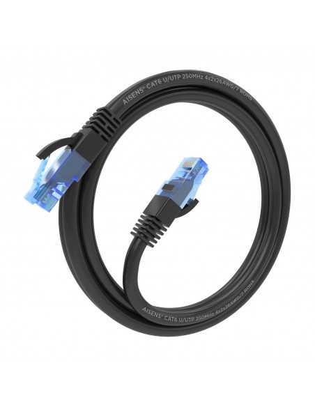 AISENS Cable De Red Latiguillo RJ45 Cat.6 UTP AWG26 CCA, Negro, 1.0 m