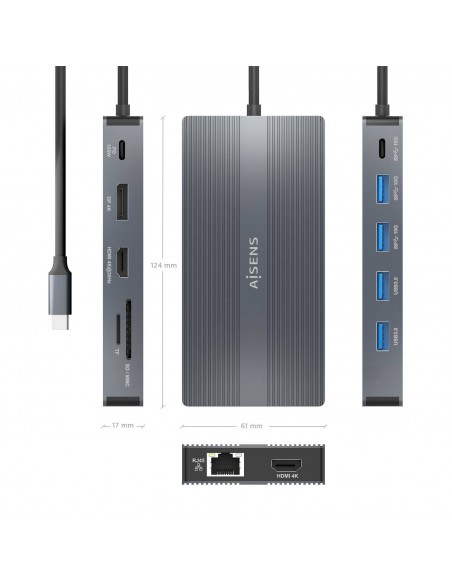 AISENS ASUC-12P017-GR base para portátil y replicador de puertos Alámbrico USB 3.2 Gen 1 (3.1 Gen 1) Type-C Gris AISENS ASUC-12P017-GR base para portátil y replicador de puertos Alámbrico USB 3.2 Gen 1 (3.1 Gen 1) Type-C Gris