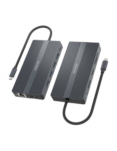 AISENS ASUC-12P017-GR base para portátil y replicador de puertos Alámbrico USB 3.2 Gen 1 (3.1 Gen 1) Type-C Gris