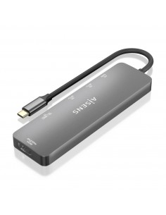 AISENS USB-C Dock 6 EN 1, USB-C a 1xHDMI, 2xUSB-A, 1xUSB-C PD 100W, 1xSD, 1xMicro SD, Gris, 15cm 2